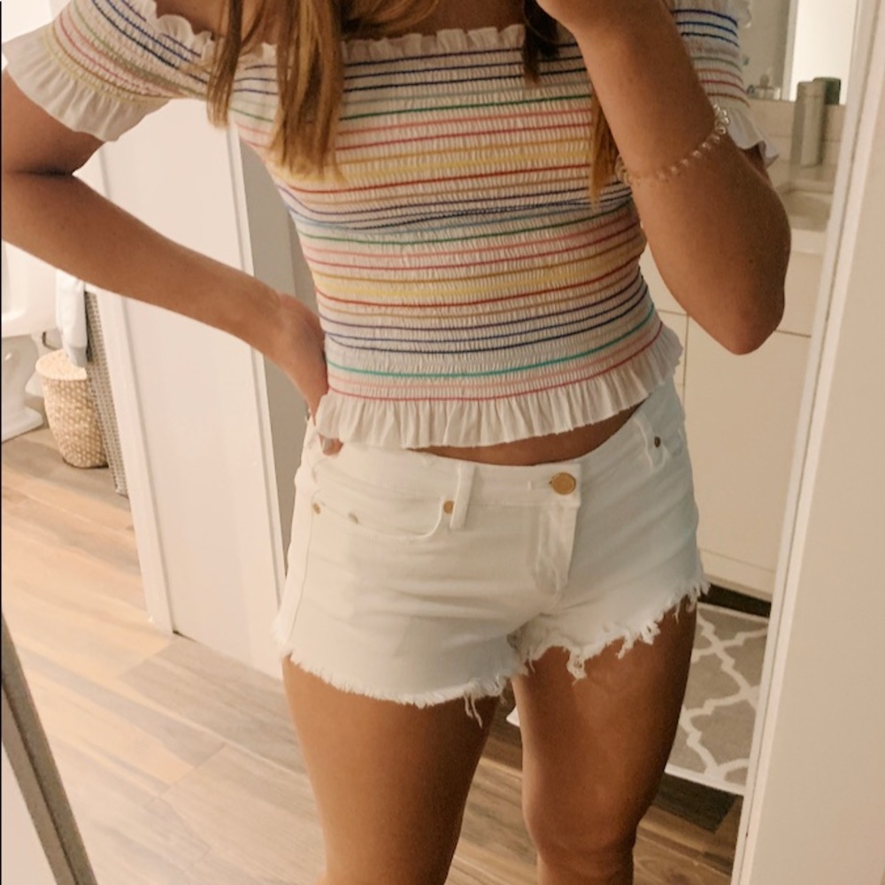 BLANK NYC white denim little queenie shorts